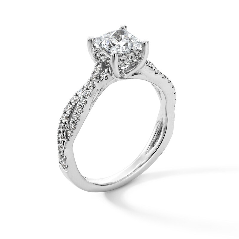 Main Image 3 of 1-3/8 CT. T.W. Princess-Cut Certified Lab-Grown Diamond Engagement Ring with Twist Split Shank in Platinum (I/SI2)