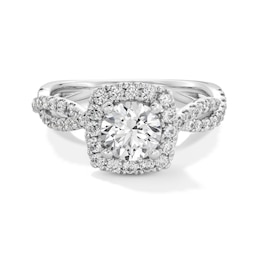 1-1/2 CT. T.W. Certified Lab-Grown Diamond Cushion Frame Engagement Ring in Platinum (F/SI2)