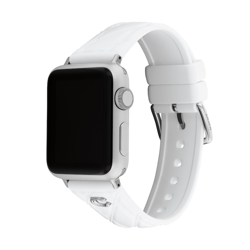 Main Image 2 of Ladies' Coach Apple Watch Straps White Interchangeable Replacement Band Smart Watch Attachment (Model: 14700309)