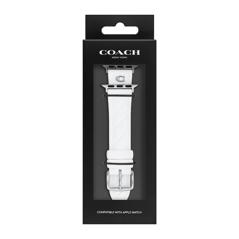 Main Image 4 of Ladies' Coach Apple Watch Straps White Interchangeable Replacement Band Smart Watch Attachment (Model: 14700309)