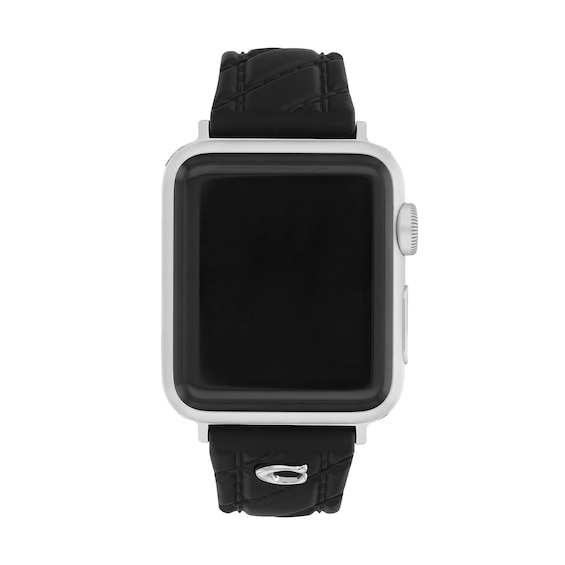 Ladies' Coach Apple Watch Straps Black Interchangeable Replacement Band Smart Watch Attachment (Model: 14700310)