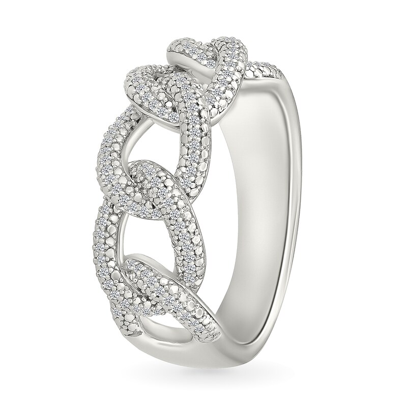 Main Image 3 of 1/3 CT. T.W. Diamond Chain Link Fashion Ring in Sterling Silver