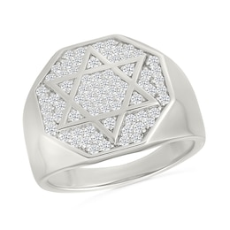 3/4 CT. T.W. Diamond Star of David Signet Ring in Sterling Silver