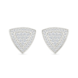 1/2 CT. T.W. Multi-Diamond Trillion Frame Stud Earrings in Sterling Silver