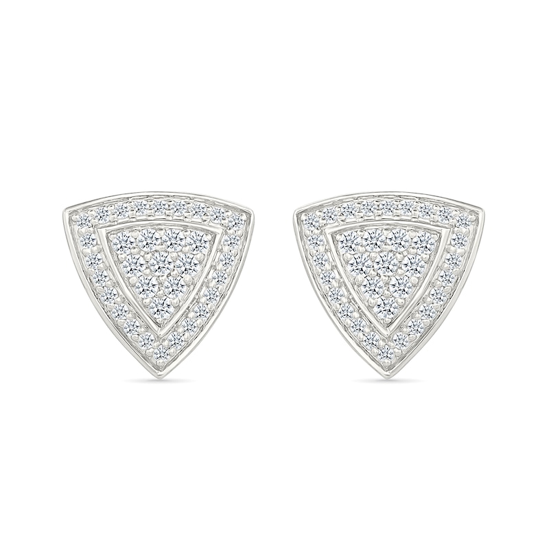 Main Image 1 of 1/2 CT. T.W. Multi-Diamond Trillion Frame Stud Earrings in Sterling Silver
