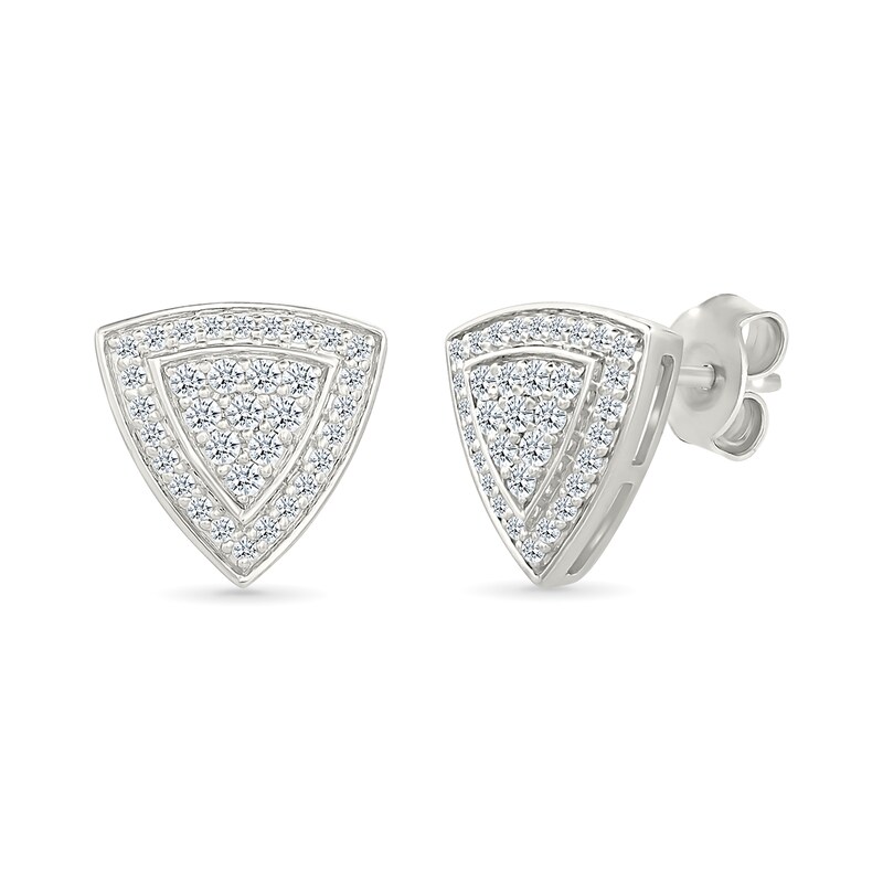 Main Image 2 of 1/2 CT. T.W. Multi-Diamond Trillion Frame Stud Earrings in Sterling Silver