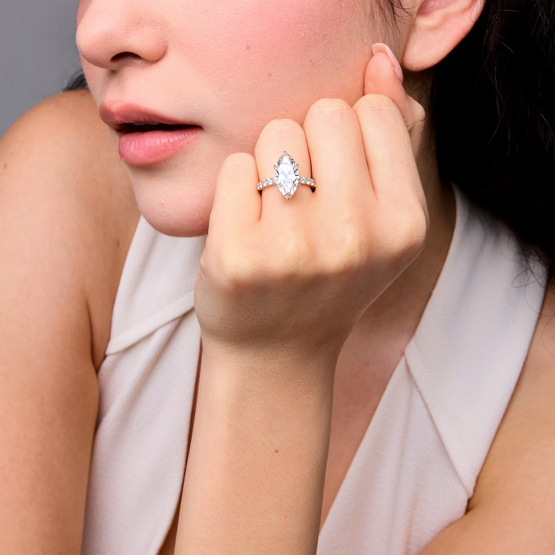Main Image 2 of 4-1/2 CT. T.W. Marquise-Cut Certified Lab-Grown Diamond Engagement Ring in Platinum (F/VS2)