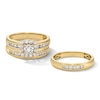 Thumbnail Image 1 of 1 CT. T.W. Certified Lab-Grown Diamond Cushion Frame Wedding Ensemble in 10K Gold (F/SI2)