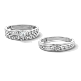 1/2 CT. T.W. Certified Lab-Grown Diamond Bypass Wedding Ensemble in 10K White Gold (F/SI2)