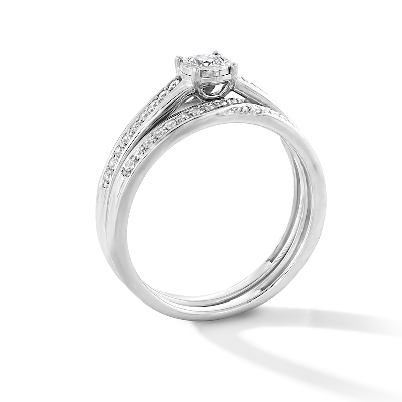 Main Image 4 of 1/2 CT. T.W. Certified Lab-Grown Diamond Bypass Wedding Ensemble in 10K White Gold (F/SI2)