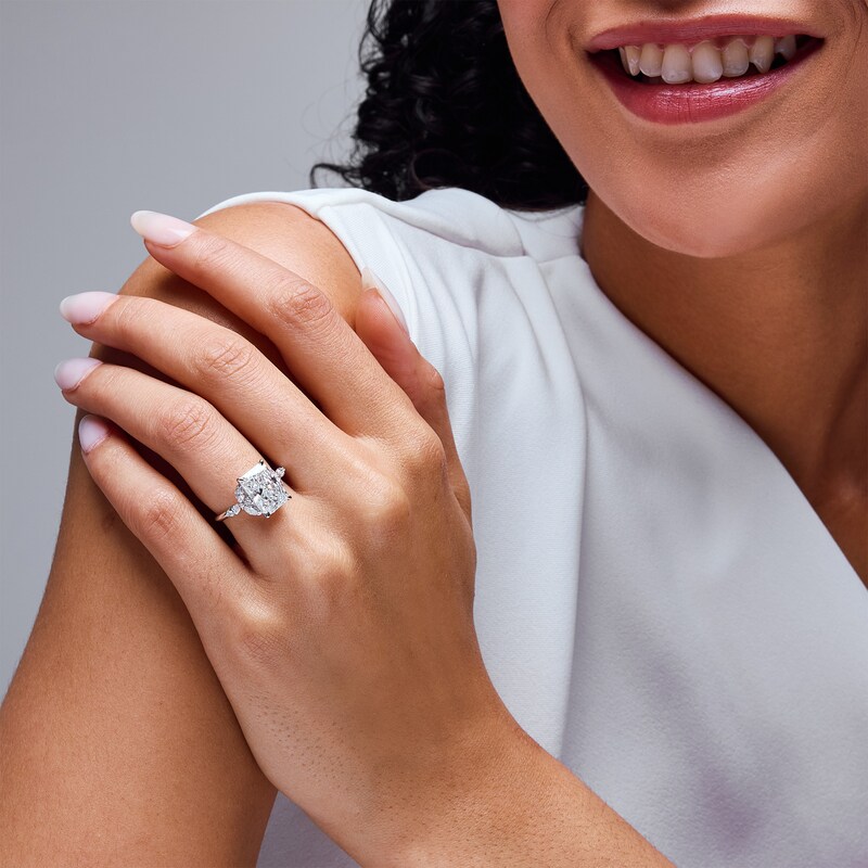 Main Image 2 of 4-5/8 CT. Radiant-Cut Certified Lab-Grown Diamond Engagement Ring in 14K White Gold (F/VS2)