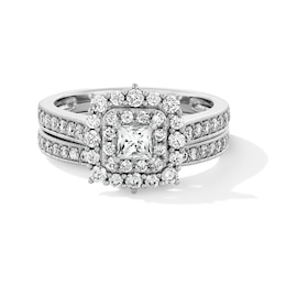 1-1/5 CT. T.W. Princess-Cut Diamond Bridal Set in 14K White Gold