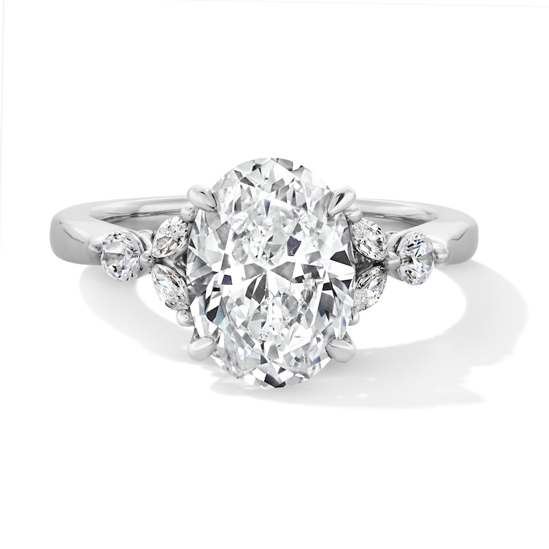 Main Image 1 of 3-1/2 CT. T.W. Oval Certified Lab-Grown Diamond Hidden Halo Engagement Ring in 14K White Gold (F/VS2)