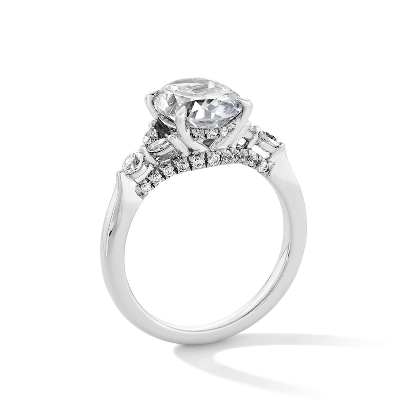 Main Image 3 of 3-1/2 CT. T.W. Oval Certified Lab-Grown Diamond Hidden Halo Engagement Ring in 14K White Gold (F/VS2)
