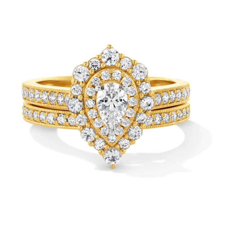 Main Image 1 of 1-1/5 CT. T.W. Pear-Shaped Diamond Bridal Set in 14K Gold