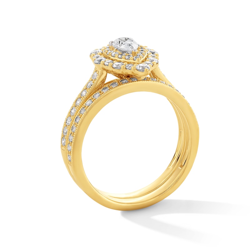 Main Image 3 of 1-1/5 CT. T.W. Pear-Shaped Diamond Bridal Set in 14K Gold