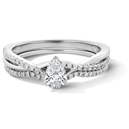 1/2 CT. T.W. Pear-Shaped Diamond Bridal Set in 14K White Gold