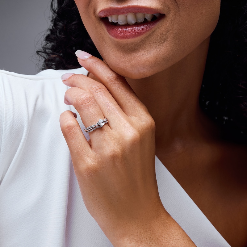 Main Image 2 of 1/2 CT. T.W. Pear-Shaped Diamond Bridal Set in 14K White Gold