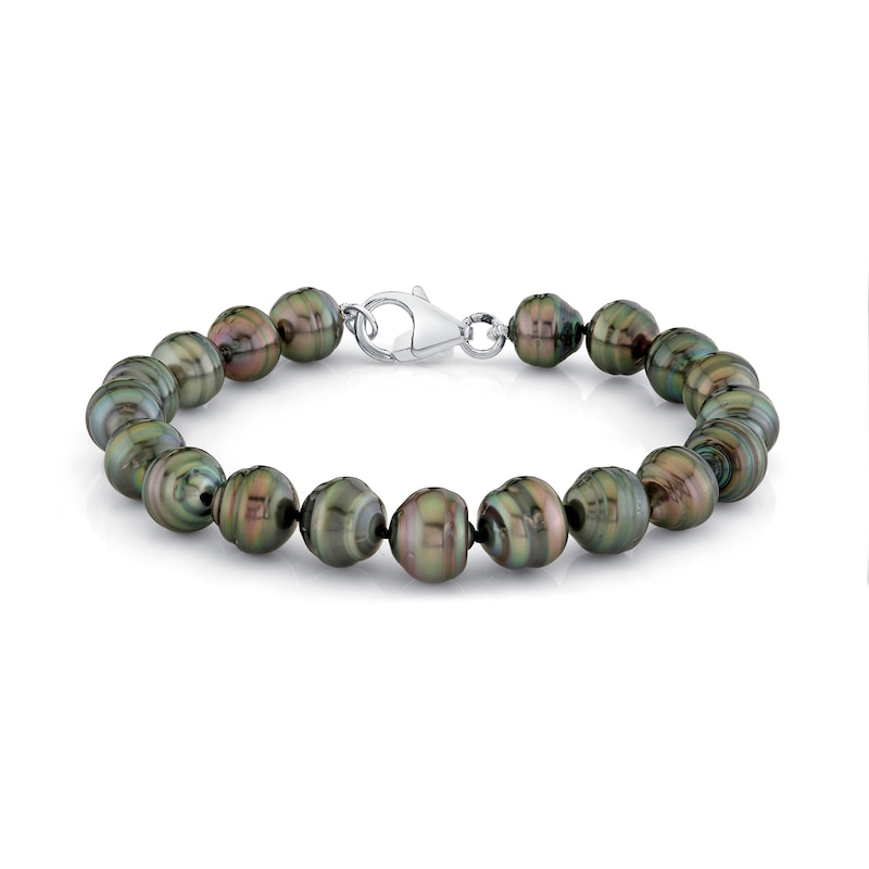 Main Image 1 of 8.0-11.5mm Tahitian Cultured Pearl Bracelet Strand in Sterling Silver - 8.0"