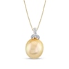 Thumbnail Image 1 of 11.0-12.0mm Golden South Sea Cultured Pearl and Diamond-Accent Pendant in 10K Gold