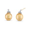 Thumbnail Image 1 of 10.0-11.0mm Golden South Sea Cultured Pearl and 1/20 CT. T.W. Diamond Earrings in 10K Gold