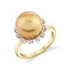 Thumbnail Image 1 of 11.0-12.0mm South Sea Golden Cultured Pearl and 1/5 CT. T.W. Diamond Ring in 10K Gold