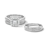 Thumbnail Image 1 of 1-1/3 CT. T.W. Princess-Cut Certified Lab-Grown Diamond Wedding Ensemble in 10K White Gold (F/SI2)