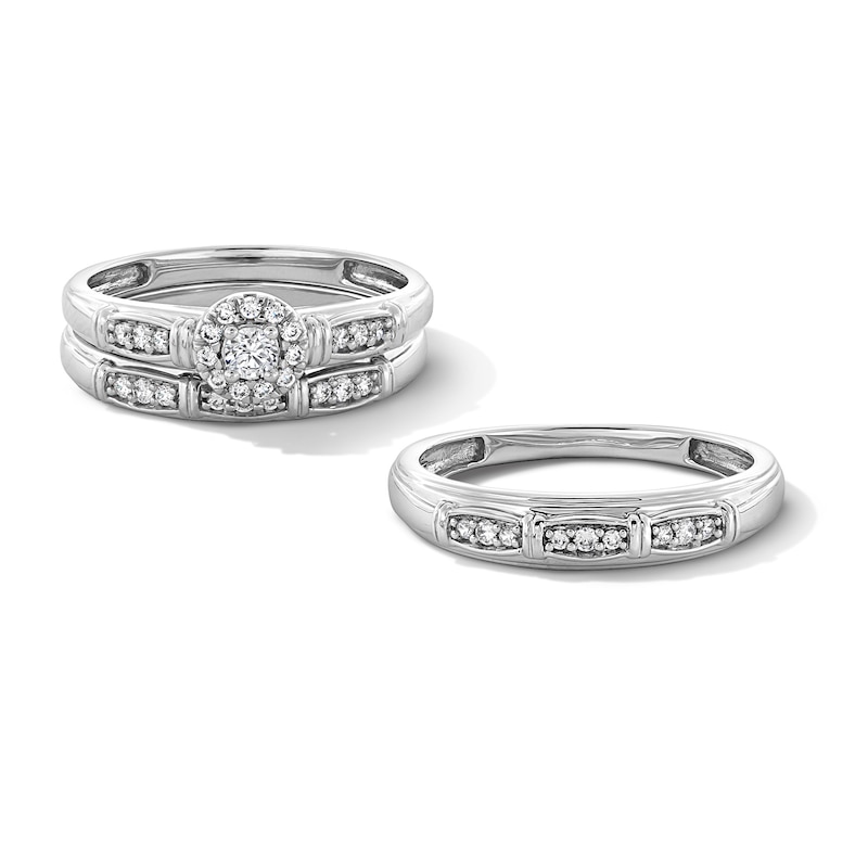 Main Image 1 of 1/3 CT. T.W. Certified Lab-Grown Diamond Frame Bridal Set in 10K White Gold (F/SI2)
