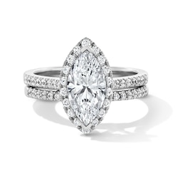 2 CT. T.W. Marquise-Cut Certified Lab-Grown Diamond Hidden-Frame Bridal Set in 14K White Gold (F/VS2)