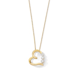 1/2 CT. T.W. Certified Lab-Grown Diamond Tilted Heart Three-Stone Pendant in Sterling Silver with 10K Gold Plate (F/VS2)