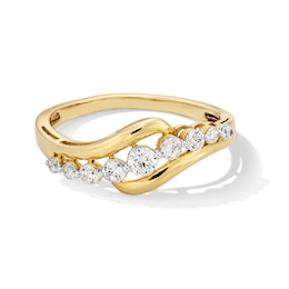 1/3 CT. T.W. Certified Lab-Grown Diamond Bypass Fashion Ring in Sterling Silver with 10K Gold Plate (F/VS2)