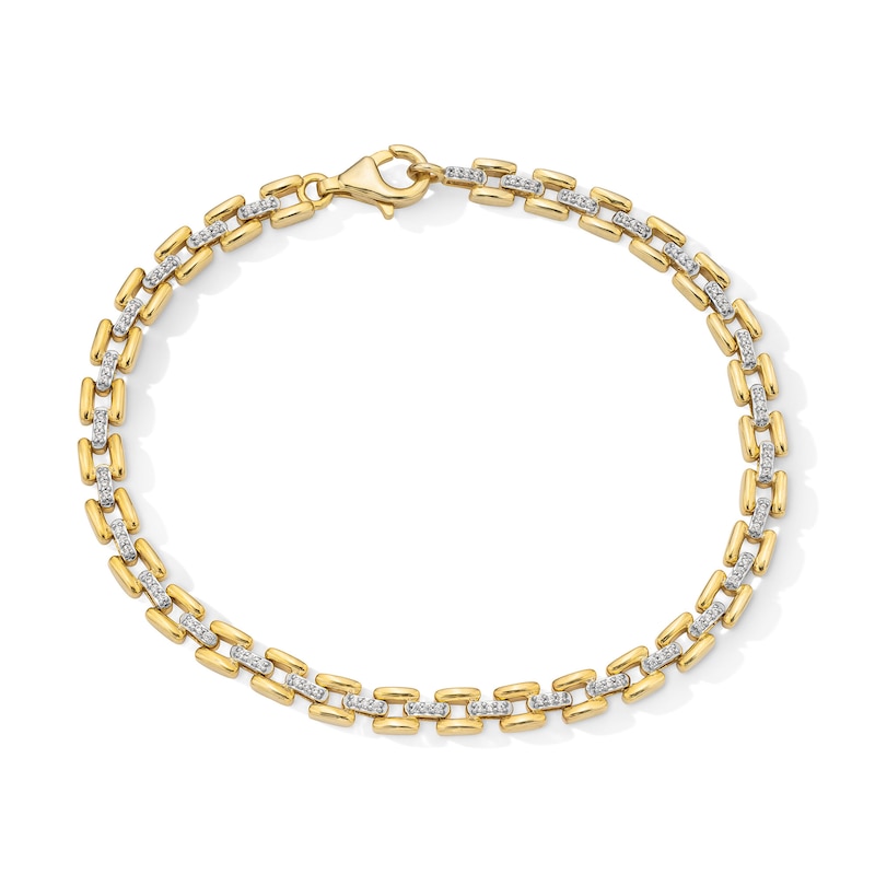 Main Image 1 of 1/3 CT. T.W. Diamond Link Bracelet in Sterling Silver with 10K Gold Plate