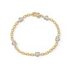 Thumbnail Image 1 of 1/4 CT. T.W. Diamond Heart Link Bracelet in Sterling Silver with 10K Gold Plate - 7.5”