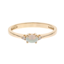 Oval Opal and Diamond Accent Ring in 10K Gold