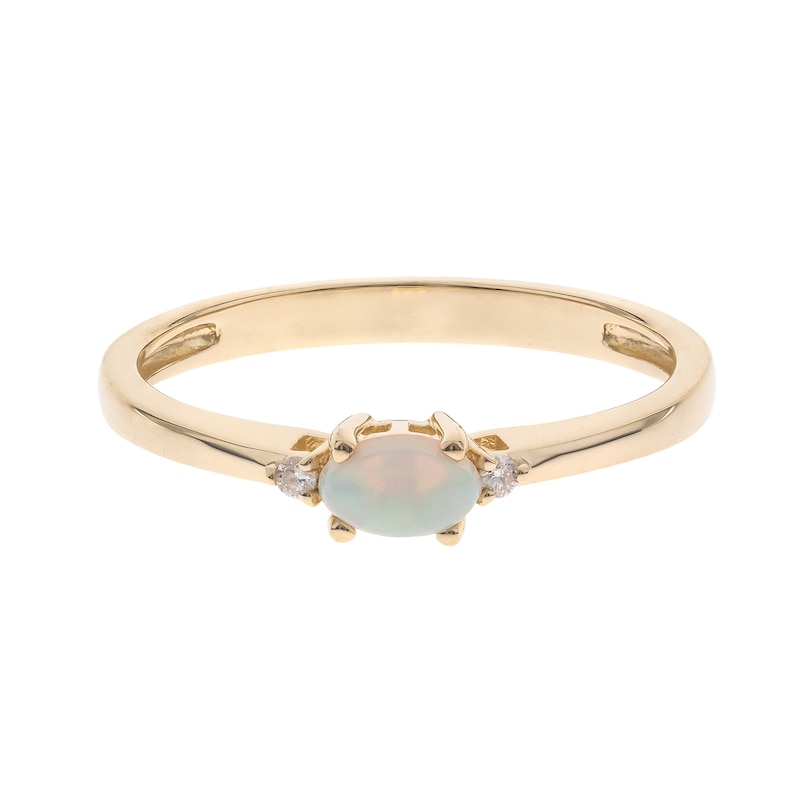 Main Image 1 of Oval Opal and Diamond Accent Ring in 10K Gold
