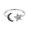 Thumbnail Image 1 of Opal, Blue Sapphire and 1/20 CT. T.W. Diamond Moon and Star Ring in 10K White Gold