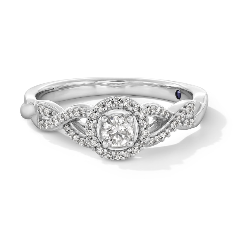 Main Image 1 of 1/3 CT. T.W. Certified Lab-Grown Diamond Frame Engagement Ring in Sterling Silver (F/SI2)
