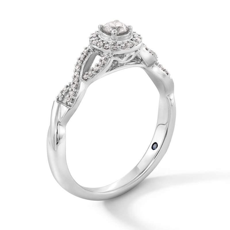 Main Image 3 of 1/3 CT. T.W. Certified Lab-Grown Diamond Frame Engagement Ring in Sterling Silver (F/SI2)