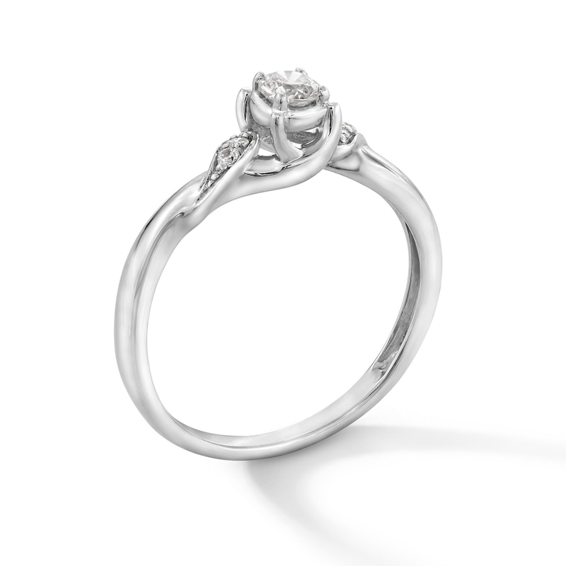 Main Image 3 of 1/5 CT. T.W. Certified Lab-Grown Diamond Engagement Ring in Sterling Silver (F/SI2)