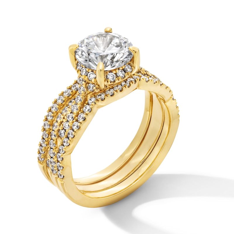 Main Image 2 of 2.43 CT. T.W. Certified Lab-Grown Diamond Three-Piece Bridal Set in 14K Gold (F/VS2)