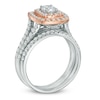 Thumbnail Image 2 of Previously Owned - 1-1/2 CT. T.W. Canadian Diamond Double Frame Soldered Bridal Set in 14K Two-Tone Gold