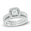 Thumbnail Image 1 of Previously Owned - 2-1/5 CT. T.W. Princess-Cut Diamond Frame Soldered Bridal Set in 14K White Gold