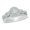 Thumbnail Image 1 of Previously Owned - 1/2 CT. T.W. Diamond Frame Vintage-Style Soldered Bridal Set in 14K White Gold