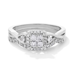 Previously Owned - 1/3 CT. T.W. Multi-Diamond Twist Shank Soldered Bridal Set in 10K White Gold