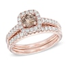 Thumbnail Image 1 of Previously Owned - 1-1/4 CT. T.W. Champagne and White Diamond Frame Soldered Bridal Set in 14K Rose Gold