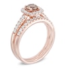 Thumbnail Image 2 of Previously Owned - 1-1/4 CT. T.W. Champagne and White Diamond Frame Soldered Bridal Set in 14K Rose Gold