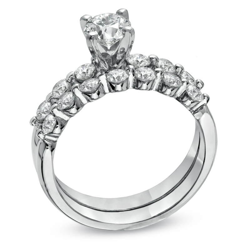 Main Image 2 of Previously Owned - 1-3/4 CT. T.W. Diamond Soldered Bridal Set in 14K White Gold