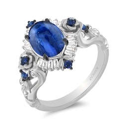 Enchanted Disney Cinderella 75th Anniversary Kyanite, Sapphire and 1/6 CT. T.W. Diamond Ring in Sterling Silver