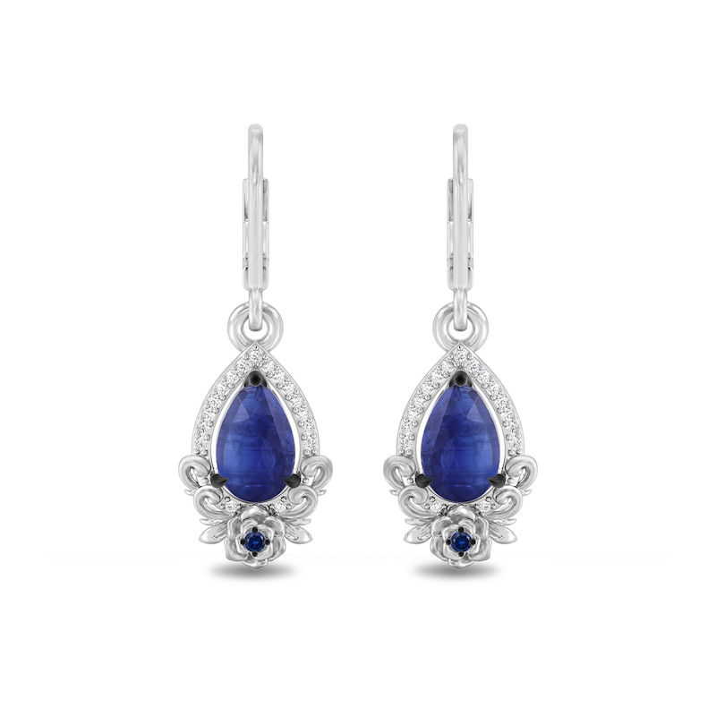 Main Image 1 of Enchanted Disney Cinderella 75th Anniversary Kyanite, Sapphire and 1/10 CT. T.W. Diamond Earrings in Sterling Silver