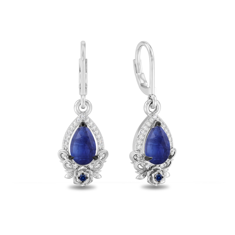 Main Image 2 of Enchanted Disney Cinderella 75th Anniversary Kyanite, Sapphire and 1/10 CT. T.W. Diamond Earrings in Sterling Silver
